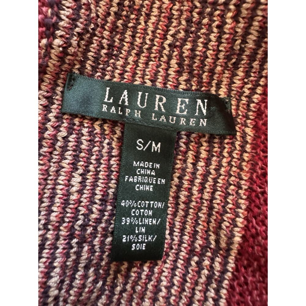 Lauren Ralph Lauren Southwestern Shawl Cardigan S/M Cotton Linen Silk Boho - Picture 10 of 12
